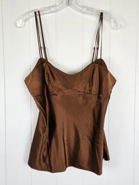 Veronica Beard Donita Cami Silk Blend Brown Babydoll Ethereal Womens 10 Flaw